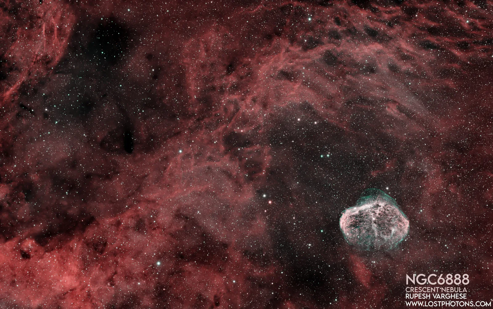 Crescent Nebula - A wind-blown shell in the Cygnus star fields