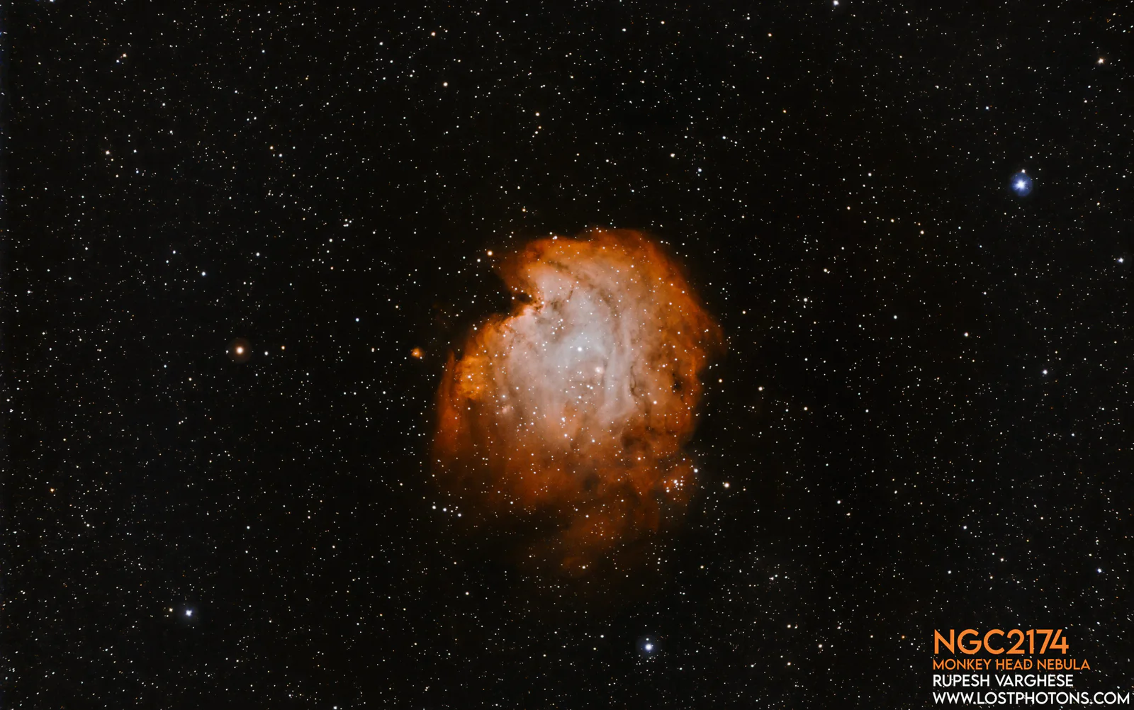 Monkey Head Nebula - A compact winter emission nebula in Orion