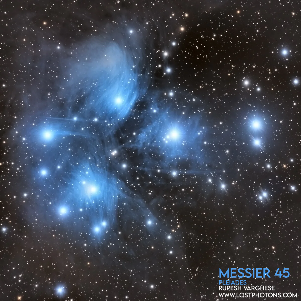 Pleiades Cluster - Blue reflection dust around the Seven Sisters