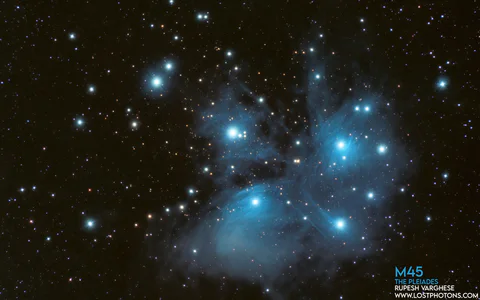 Pleiades Cluster - Blue reflection dust around hot stars