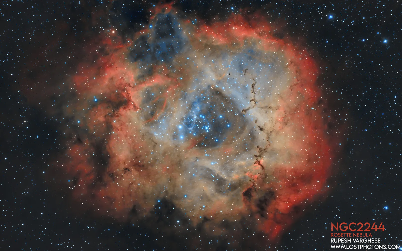 Rosette Nebula - A large emission nebula wrapped around an open cluster